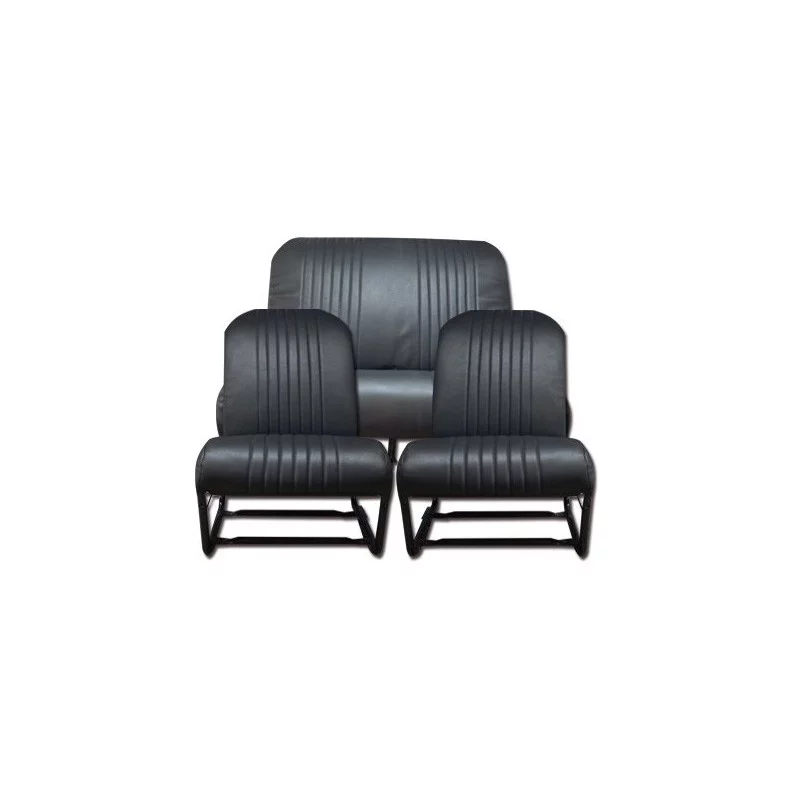 Housses de sièges skaï noir perforé avec rabats - Retro Design