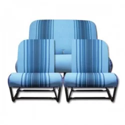 Housses de sièges 2CV dyane Tissu 3 nuances de Bleu kit asymétrique avec rabats D1738KA