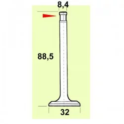 Soupape échappement 425 depuis mars 1963 avec dimensions