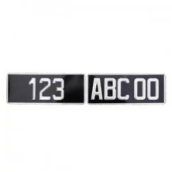 Set de 2 demi-plaques d'immatriculation noires rectangulaires sans tirets U725120