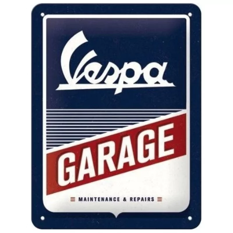 U952183 Tôle peinte emboutie 15x20cm Vespa Garage